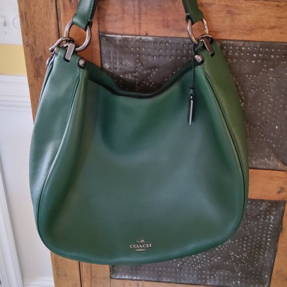 Coach Nomad Hobo/Crossbody 36997 in Antique Nickel/Racing Green - Picture 1 of 11